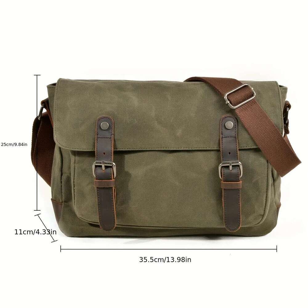 Outdoor Casual Canvas Single Shoulder Men's Anti-Splash Oil Wax Vintage Crossbody Bag