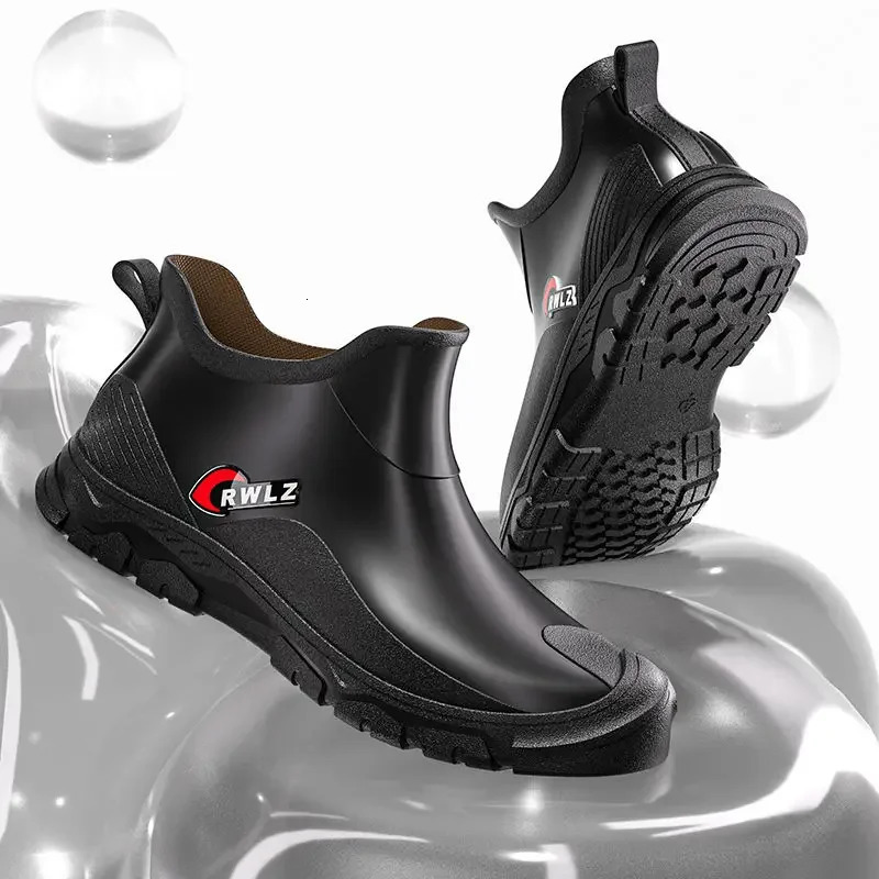 Rain Boots for Men Fashionable All-season Non-slip Waterproof Rubber Shoes for Fishing Work Car Wash Wear-resistant Water Boots 250515