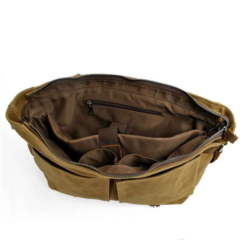 Vintage Shoulder Casual Slant Span Men's Waxed Waterproof Canvas Computer With Mad Horse Messenger Bag