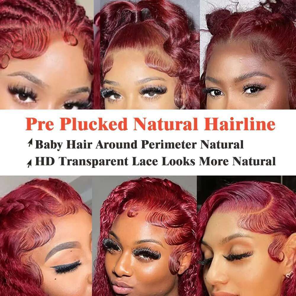 Bury 30 Inch Water Deep Wave Wigs 13x6 Hd Lace Frontal 13x4 99j Red Colored Curly Human Hair Wig