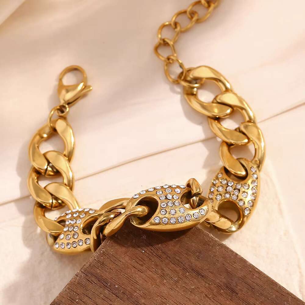Autumn Cold Stainless Steel Gold Women's Chain Bracelet