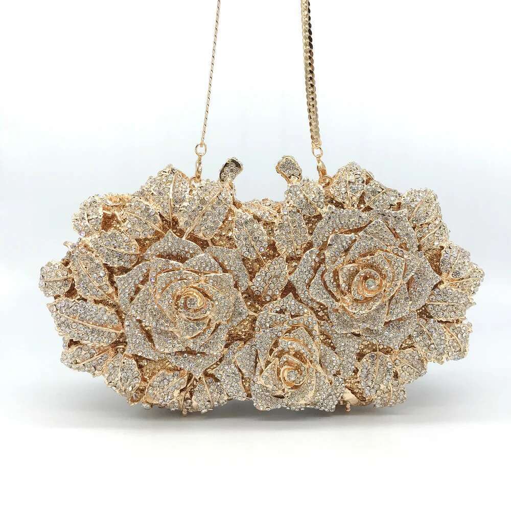 Golden Sier Color Stones Money Clutch Women Crystal Clutches Bridal Handbags Wedding Party tail Minaudiere Bag Purse
