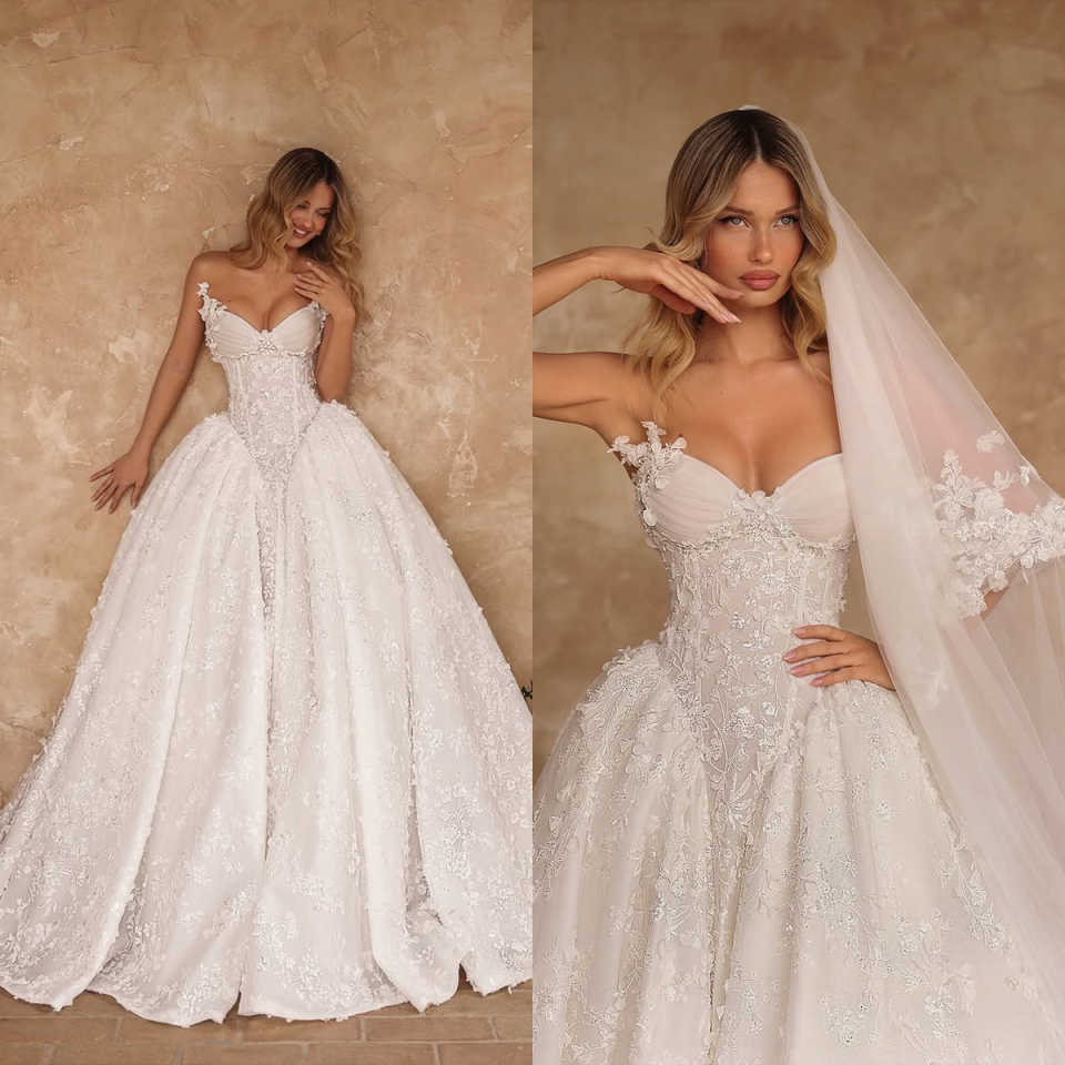 Graceful Ball Gown Wedding Dresses With Full Appliques Strapless Arabic Dubai Bridal Gowns Plus Size Special Occasion Vestidos De Novia Customized