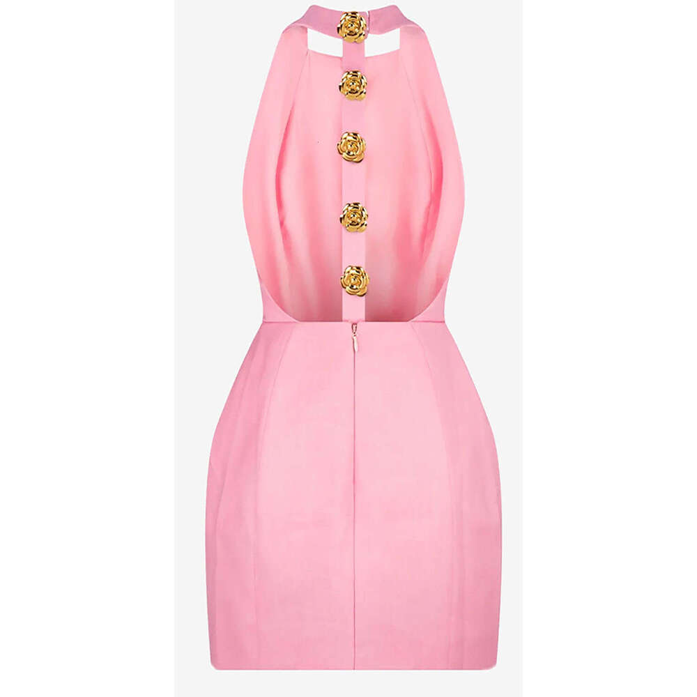 European American pink retro small fragrance fresh and sweet style women's birthday party design dress 2025 summer streetwear casual versatile fa