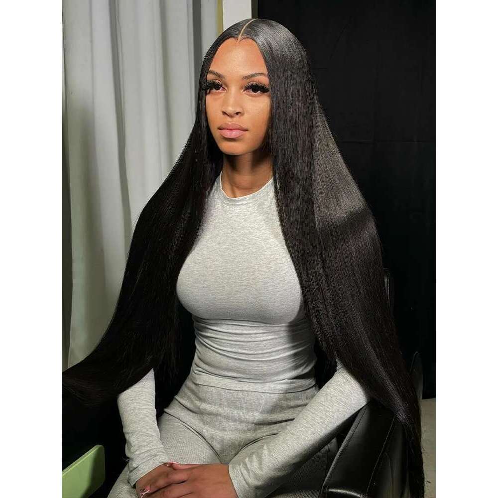 Sophianna Straight 200 Density 13X4 HD human hair 13x6 Lace Front Human Hair Wig 40 Inch Natural Black For Women