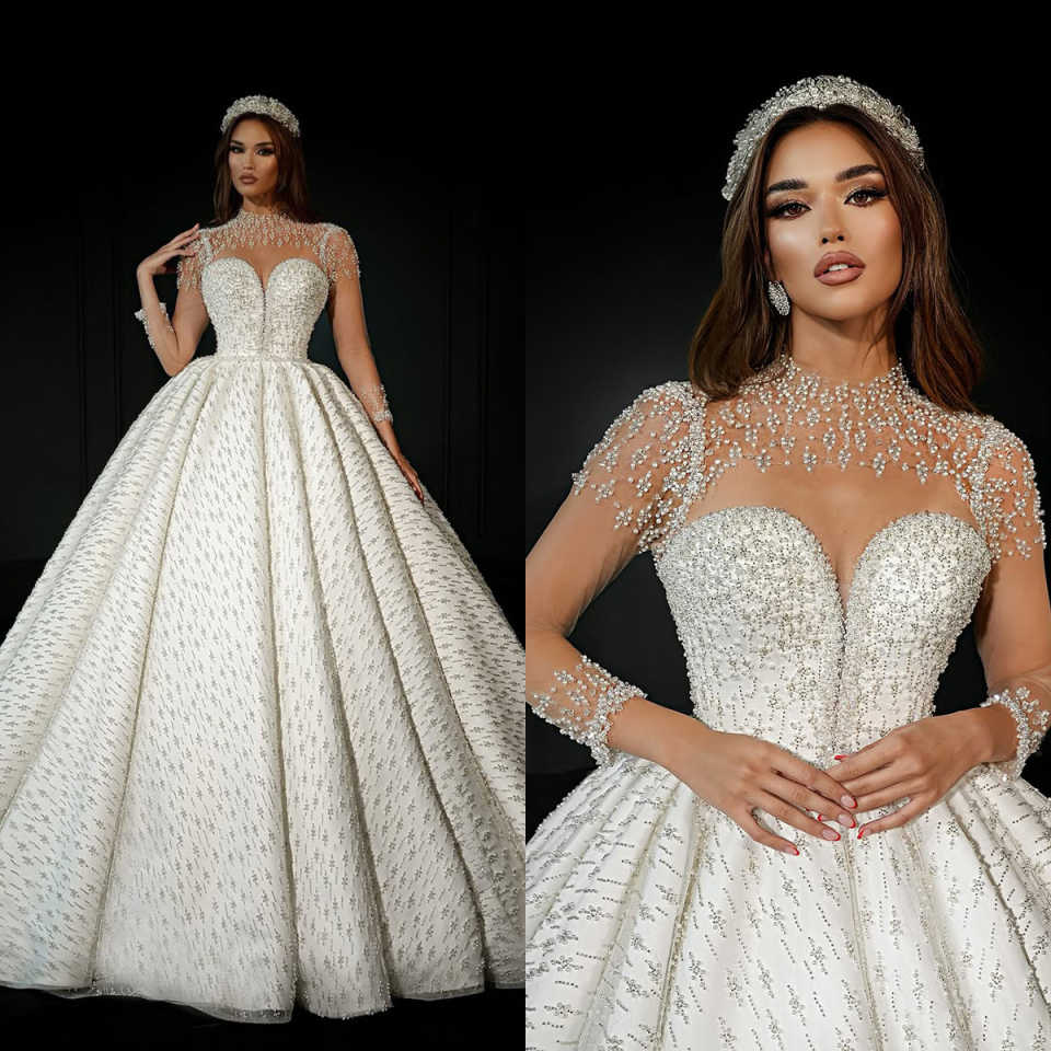 Crystals Luxury Ball Gown Wedding Dresses With Full Beaded Sweetheart Arabic Dubai Bridal Gowns Plus Size Special Occasion Vestidos De Novia Customize