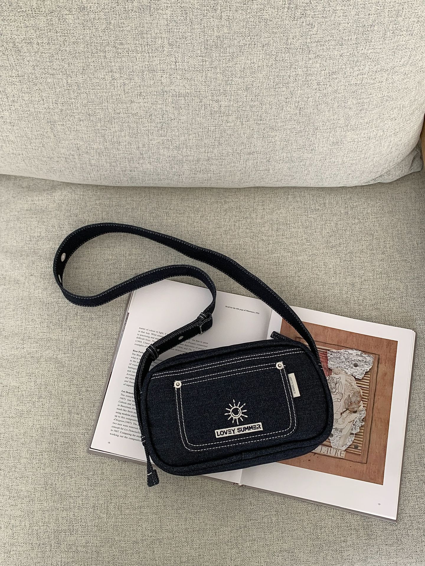 2025 denim square casual new waterproof nylon women's single shoulder crossbody bag