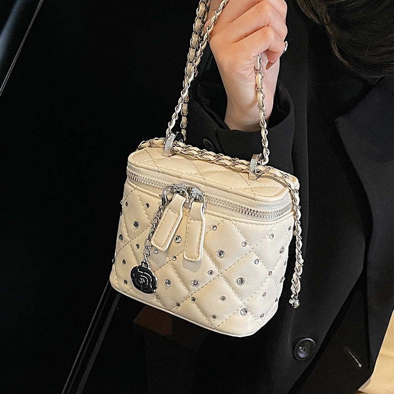 New Summer Exquisite Mini Women's Multi functional Chain Slant Body Super Popular Square Bag Korean Style Fashion Diamond Grid Box bag Single Sho