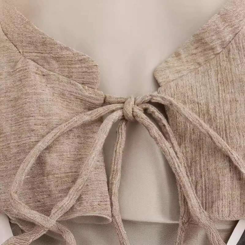 Woman's Vintage Bow Lace Up Jacket O-Neck Long Sleeves Tie Short Loose Blouse Coat Fall New Female Fashion Casual Outerwear