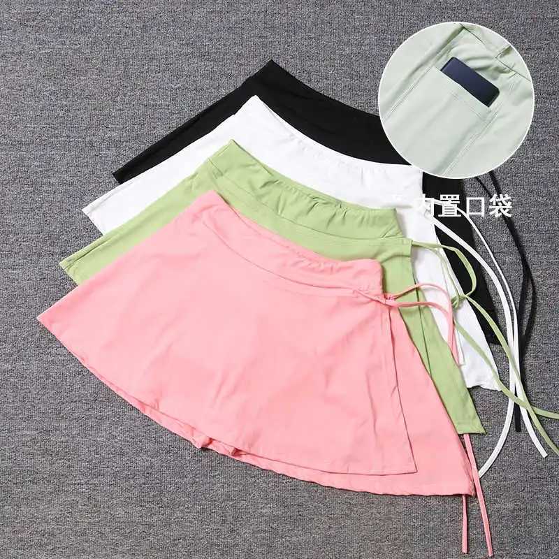Sports yoga shorts; Badminton tennis skirt pants; Half-body quick-drying pocket shorts; Side wear tie skirt pants; Wear outsideXJ250520