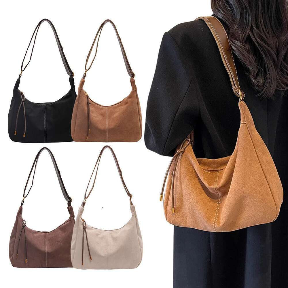 Women Suede Shoulder Adjustable Strap Crossbody With Zipper Messenger Bag Solid Handbag For Work Travel
