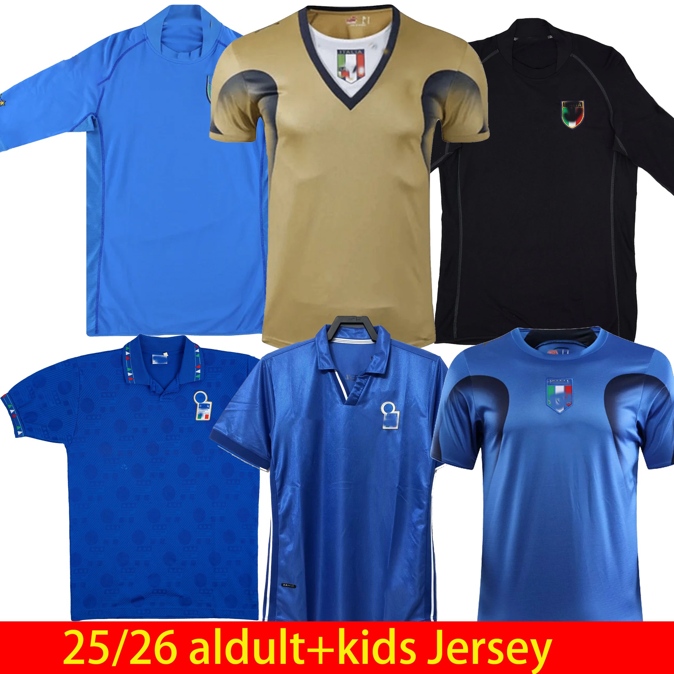 Retro classic 2002 BUFFON Italy soccer jerseys 90 94 1996 98 00 06 Italia MALDINI R.BAGGIO Rossitto Nesta Albertini DEL PIERO Balotelli football shirt