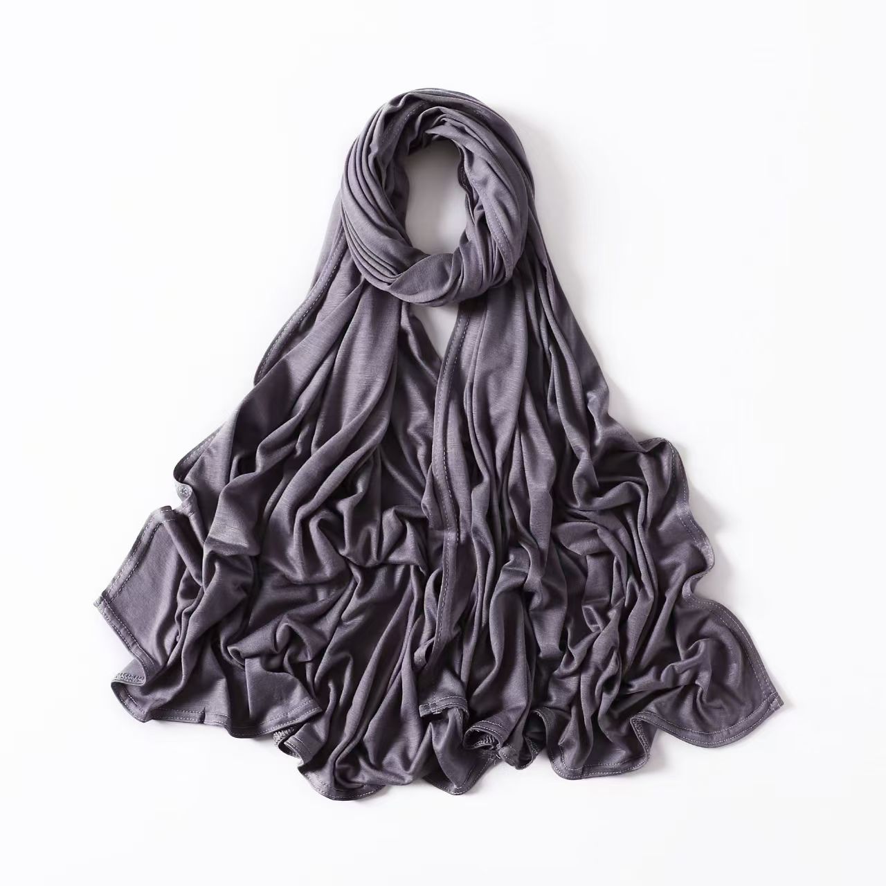 T753 solid color modal long scarf curled mercerized cotton single color headscarf hijab scarf