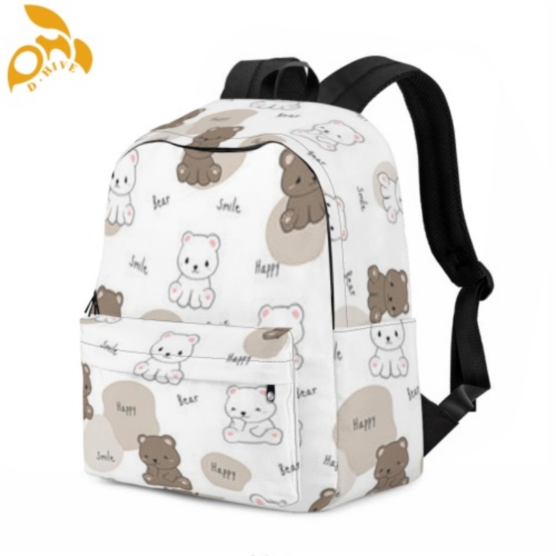 Free delivery. top designers customize lightweight and high-quality full-print black schoolbags in beige.