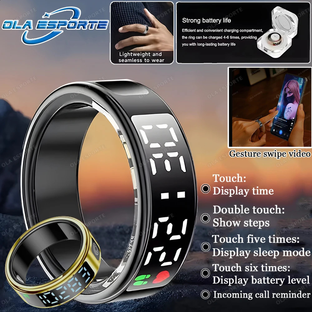 For Smart Ring Support Display Screen Men Women Health Monitoring Gesture Operated Video 5ATM Waterproof Smartring 2025 250514