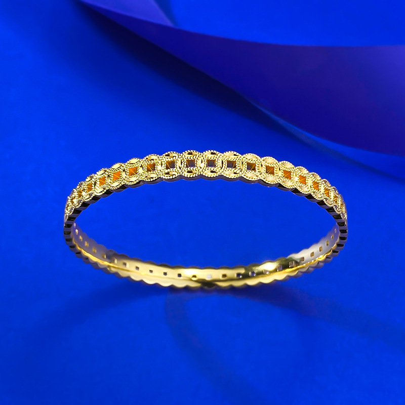 New S925 Sterling Silver Gold-Plated Traditional Chinese Coin Bracelet - Ancient Feng Shui Design for Wealth and Prosperity