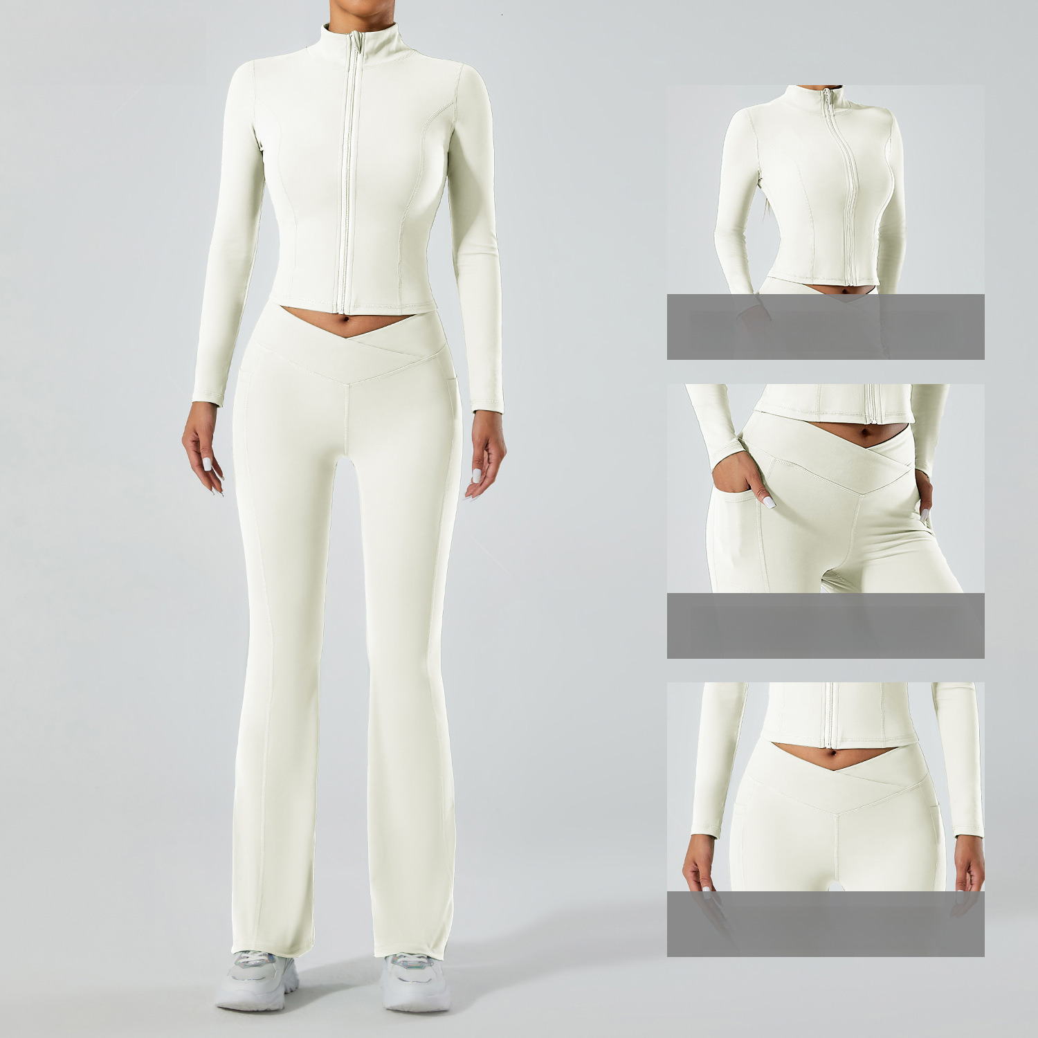 Shaved nude sexy jacket, high waist tight fit, hip lifting, fitness yoga pants, sports suit