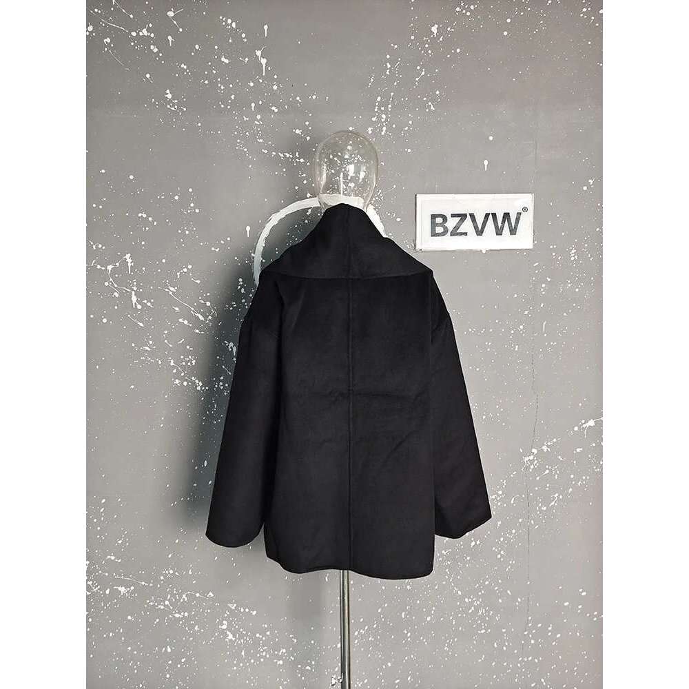 BZVW Tassel Scarf Collar Wool Blended Striped Coat With Pocket Women's Elegant Woolen Clothes 2025 Autumn Winter New 2Da9803