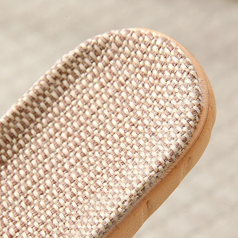 Spring and summer home couple sweat absorbing cross striped linen slippers for women non slip soft bottom indoor casual sandals 250519
