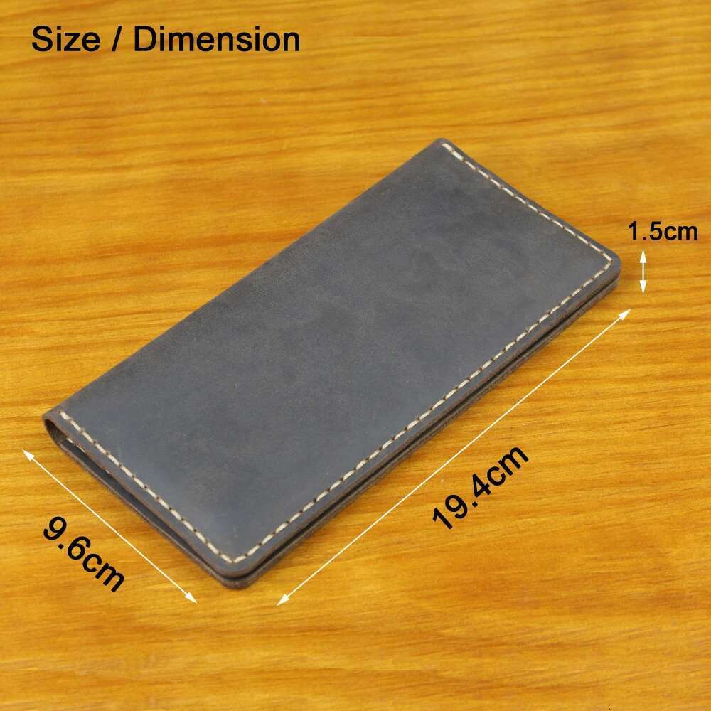 Vintage Handmade Genuine Leather for Men Long Wallet Bifold Male Clutch Purse Clip with Passport holder Money Bag