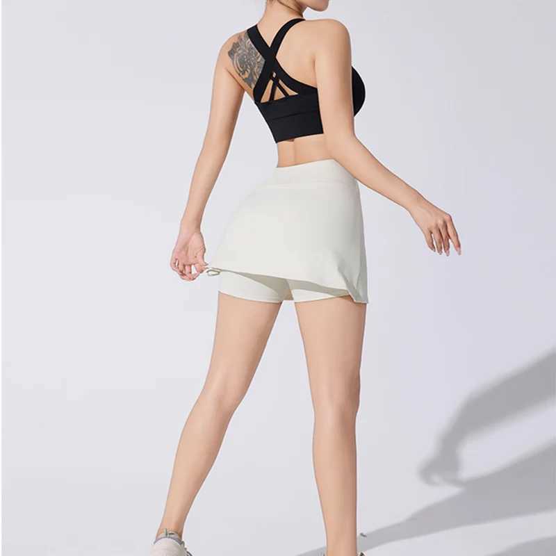 Womens Sexy Sports Tennis Skirt Retraction Design Running Yoga Shorts that Cover BottomsXJ250520