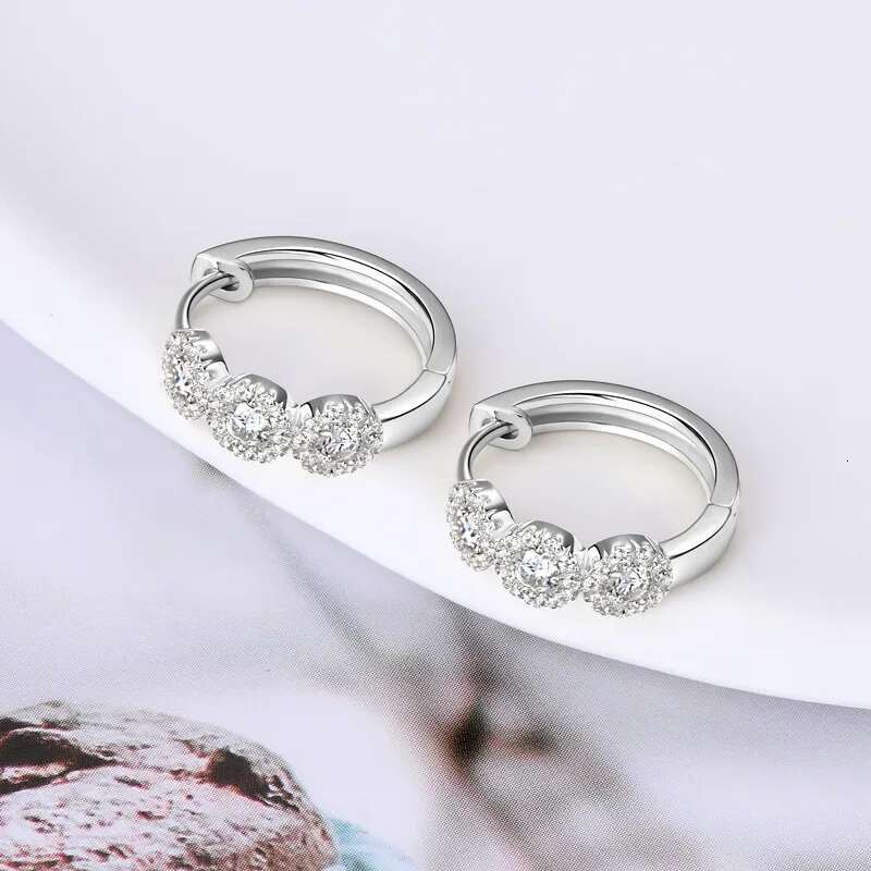 Moissanite Hoop Earrings for Women D Color Round Women Moissanite Hoop Earrings Luxury Yellow Womens Moissanite Hoop Earring