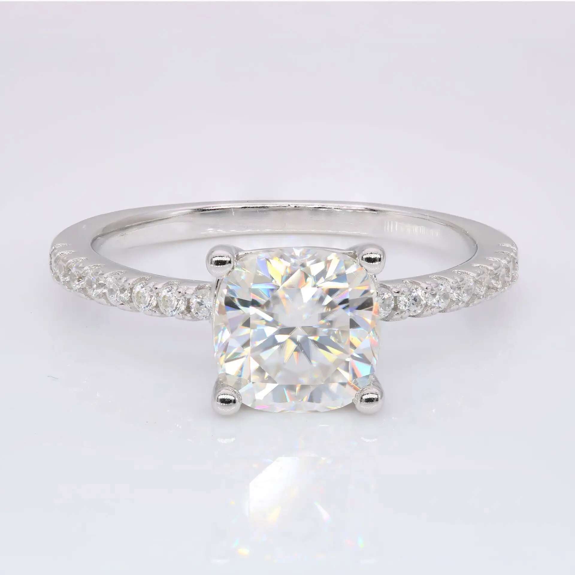 COSFIX 3/2/1CT Cushion Cut Moissanite Engagement Ring for Women Sparkling Wedding Band 925 Sterling Silver Rings Promise Gift