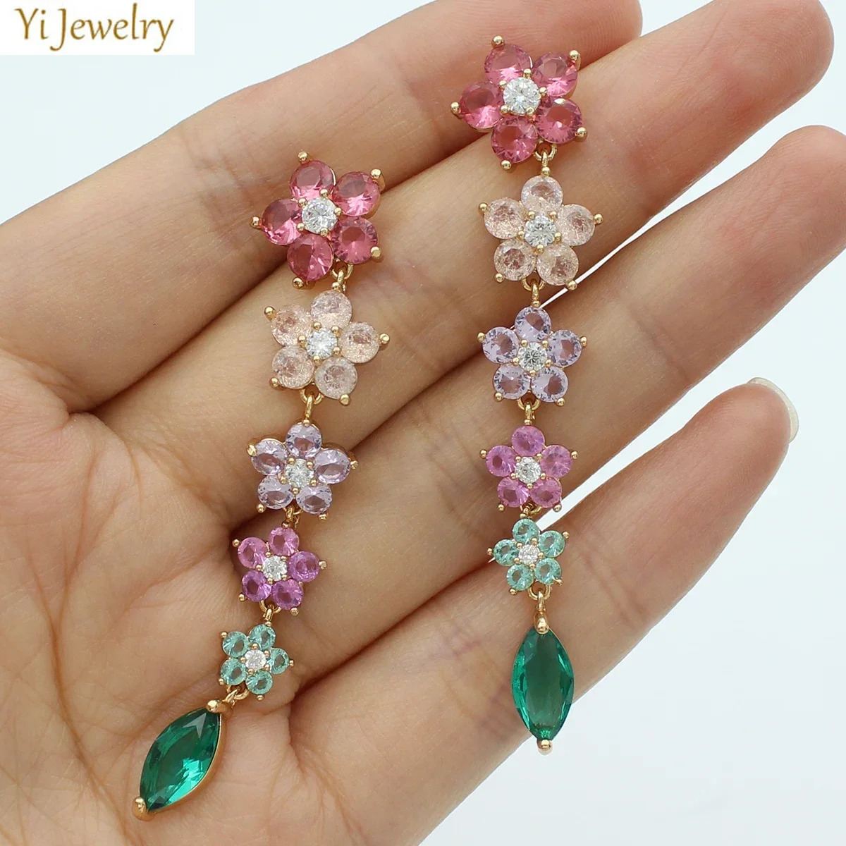 Cute White Purple Red Flower Earrings Long Tassel Sweet Colorful Floral Pendant Earrings Dailr Wear Beach Party Jewelry Gift 250520