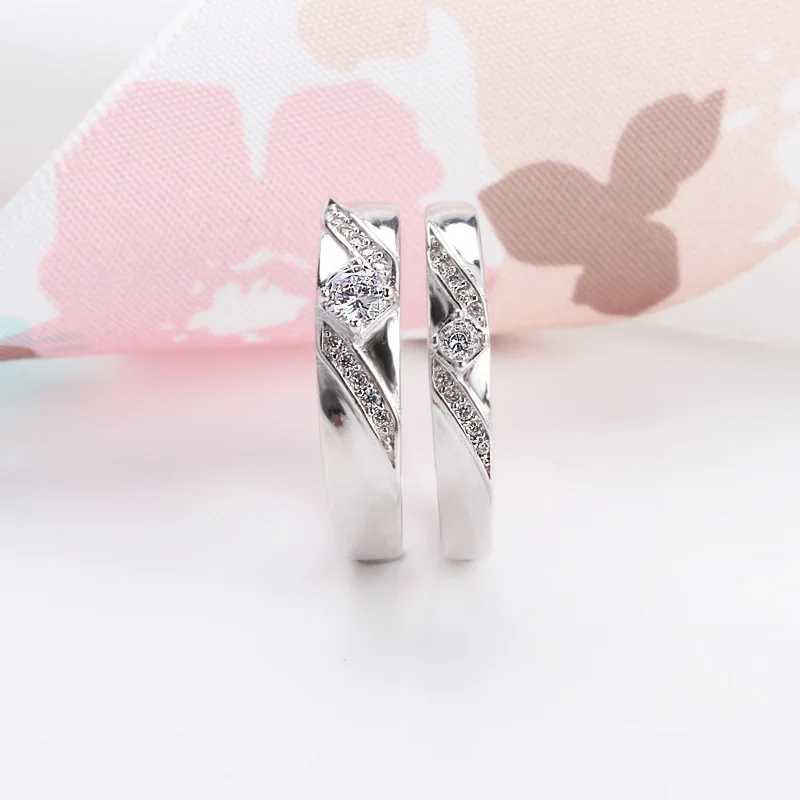 New 925 Sterling Silver Wedding Ring Sets Light Zircon Ring for Women Men Classic Fashion Couples Fine Jewelry Circle with Box L250519