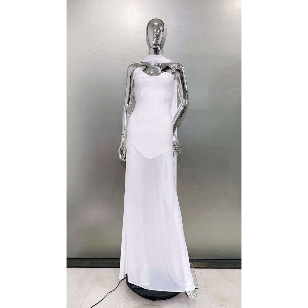 Halter Dress Fashionable Ribbon Strapless Hip Hugging Dress Long Skirt Simple And Fashionable Party Dinner Dress Maxi Dress