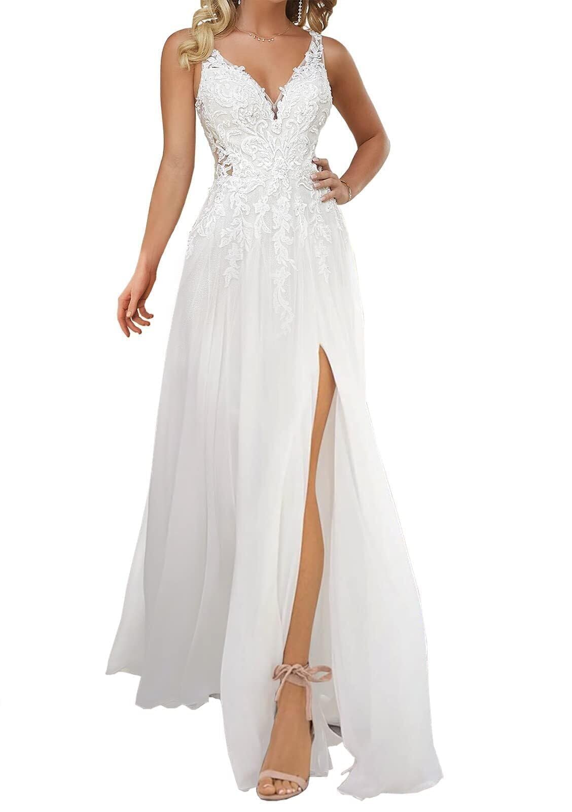 Lace Wedding Dress for Bride 2025 Beach Bride Dresses Wedding Dress V Neck Bridal Gowns