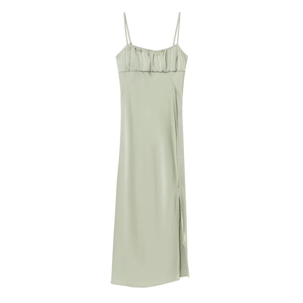 UNIZERA womens silk textured dress with backless decoration for spring and summer casual wear 250520