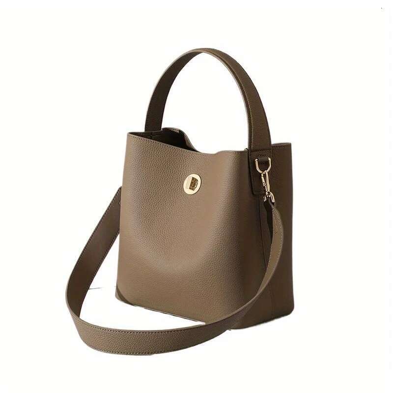 2025 New Ladies Slung Women's Bucket Leather Bags One Shoulder Joker Handbag Commuter Storage Bag