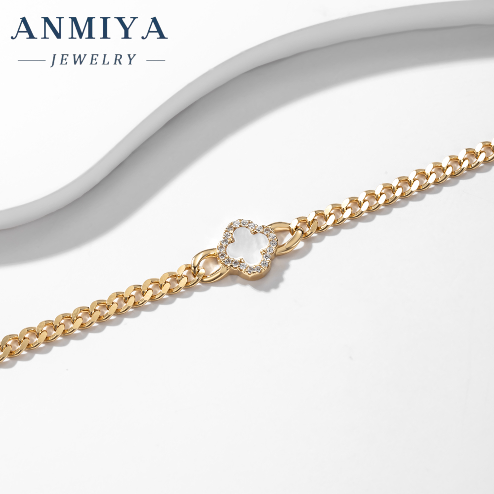 Customized 18k Gold Plated 925 Silver Four Leaf Clover Fashion Jewelry Bracelet Women Gift