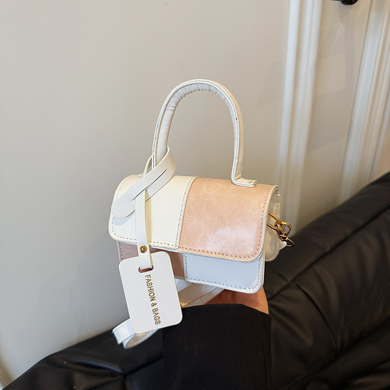 Free Delivery Designer Bag This Year's Popular Fashion Splicing Texture Hand 2025 Summer Commuting Stylish Single Shoulder Crossbody Small Square