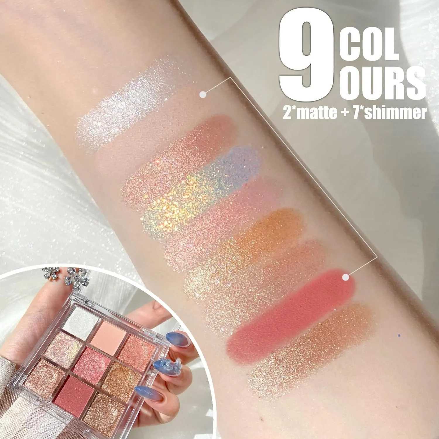 9 color Eyeshadow Palette Glitter Eyeshadow Pallets Snow Shimmer Eyeshadow Make-Up Palettes Matte Pink Shine Golden White W250520
