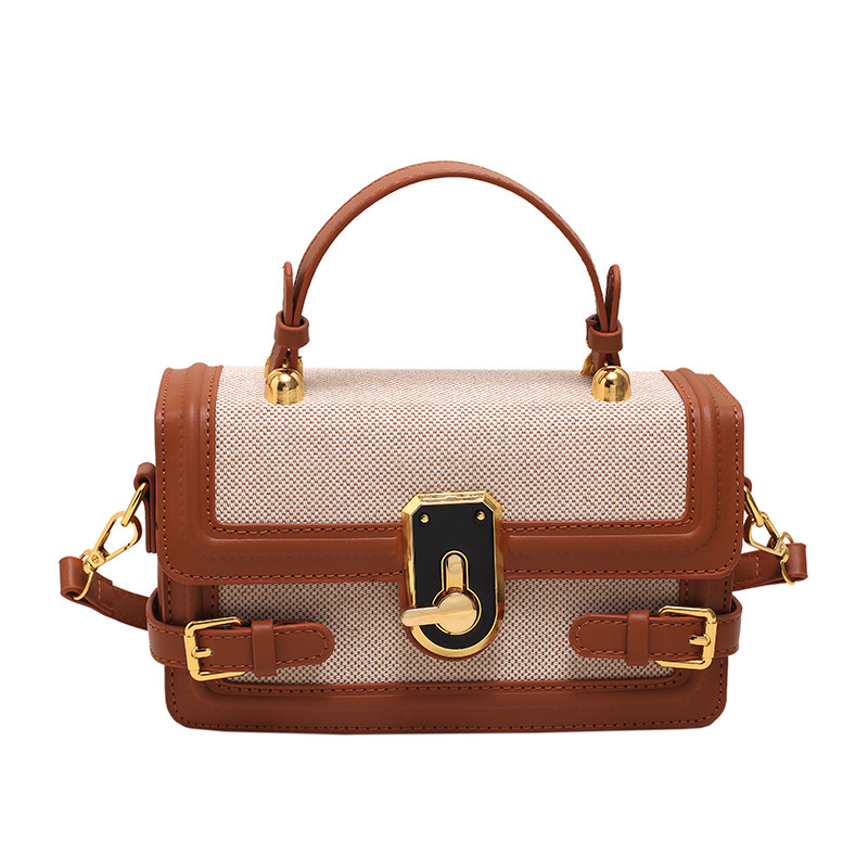 Spring and summer women's new bag hand-held small square bag with contrasting color design crossbody handbag retro fashion women's single sh