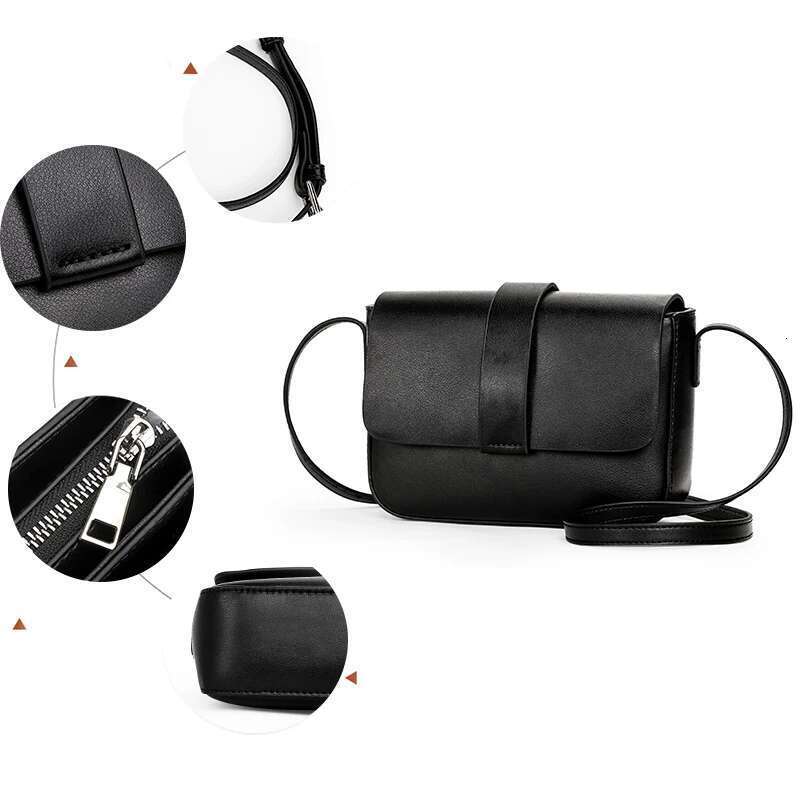 Simple Small Square Leather Women's Cross-Body Top Cowhide Solid Color Shoulder Bag, Messenger Bag