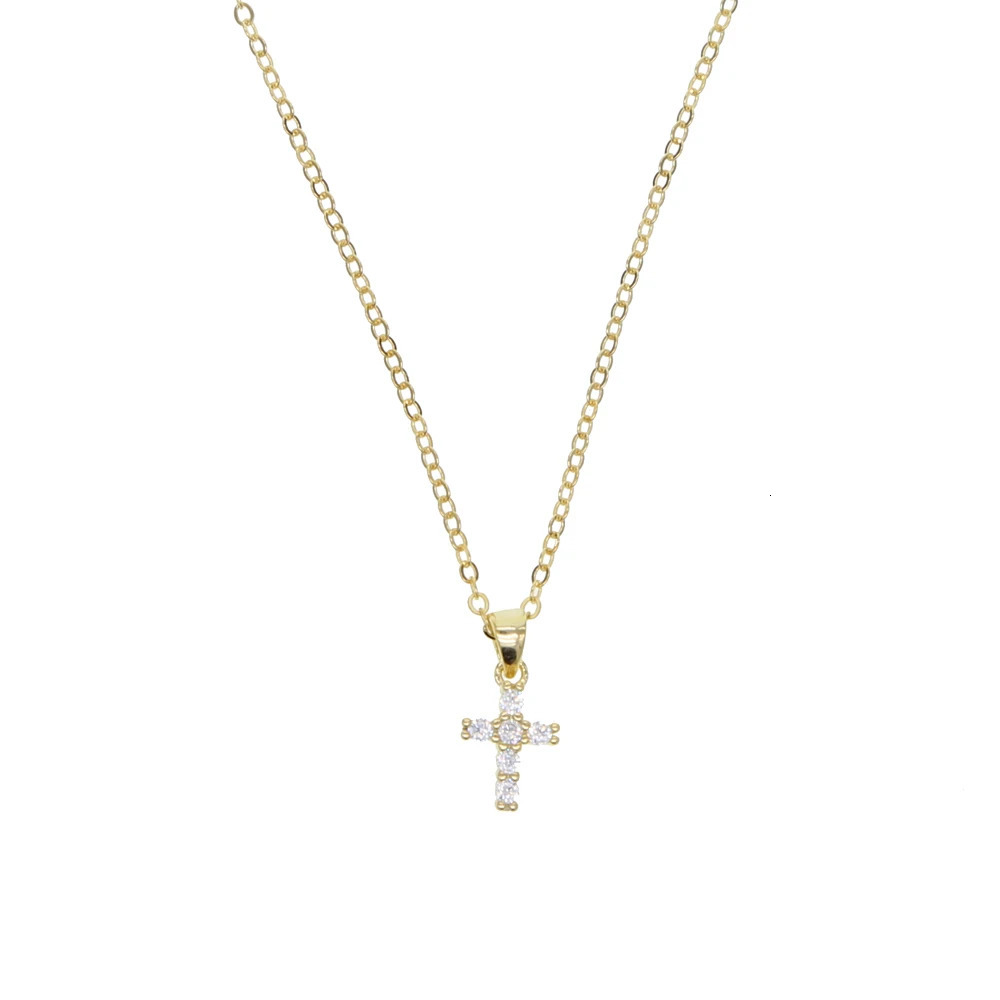 High Quality 925 Sterling Silver Pave 5A Cz Tiny Cute Cross Pendant Necklaces For Women Mini Charm Bijoux Jewelry 250520
