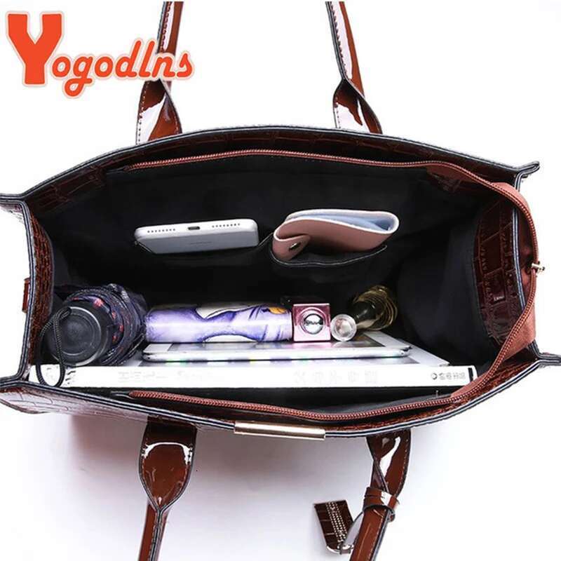 Yogodlns Crocodile Pattern Handle Women PU Leather Handbag Large Capacity Shoulder Brands Crossbody Bag Winter New Purse