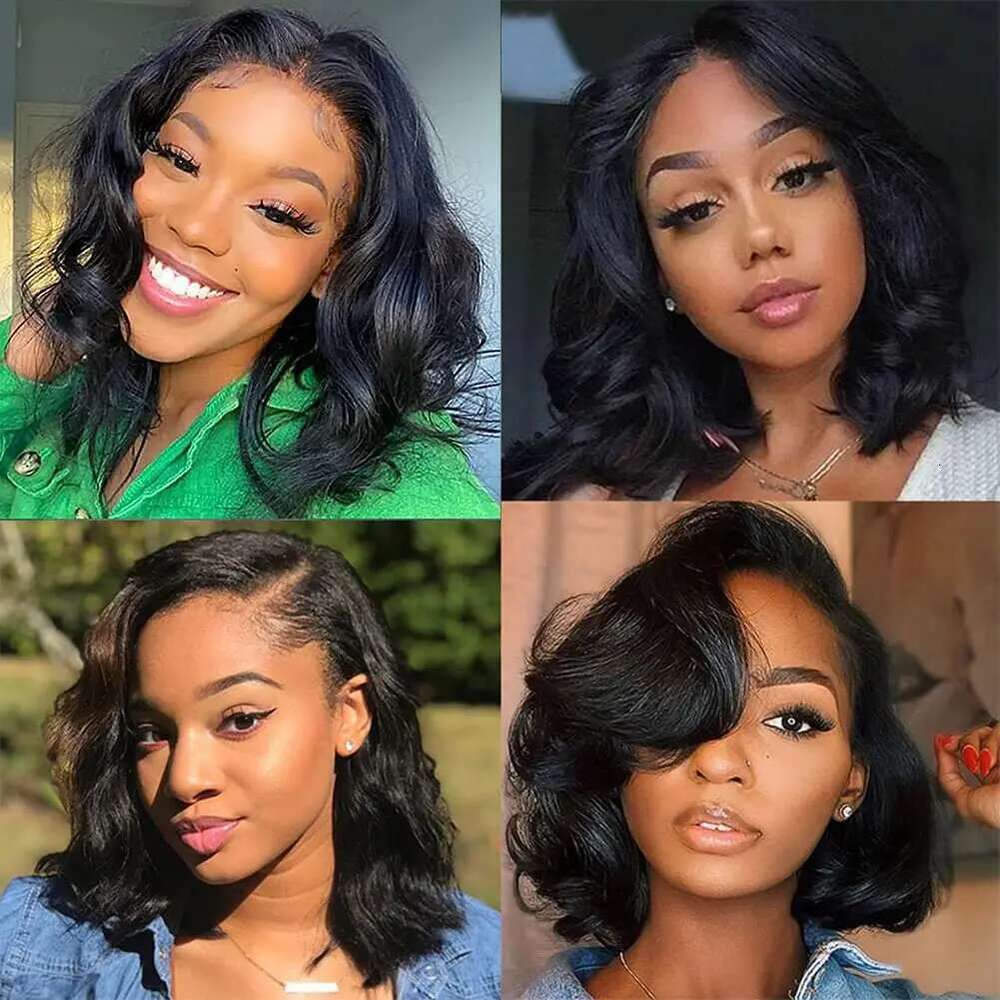Glueless Loose Bob Wig 13X4 HD Transparent Lace Front Preplucked Body Wave Short Wigs Human Hair For Women