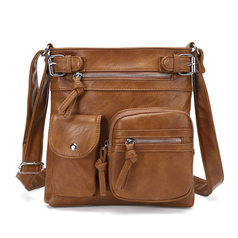Bags, ladies' crossbody multifunctional small square European American fashionable niche PU shoulder bag, 2025 new style, unique and elegant temp