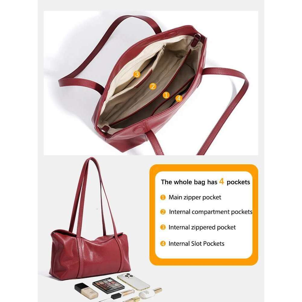 Zency Cowhide Genuine Underarm Handbag For Women Female Casual Tote Shoulder Bag 2024 New Large Soft Leather Hobo