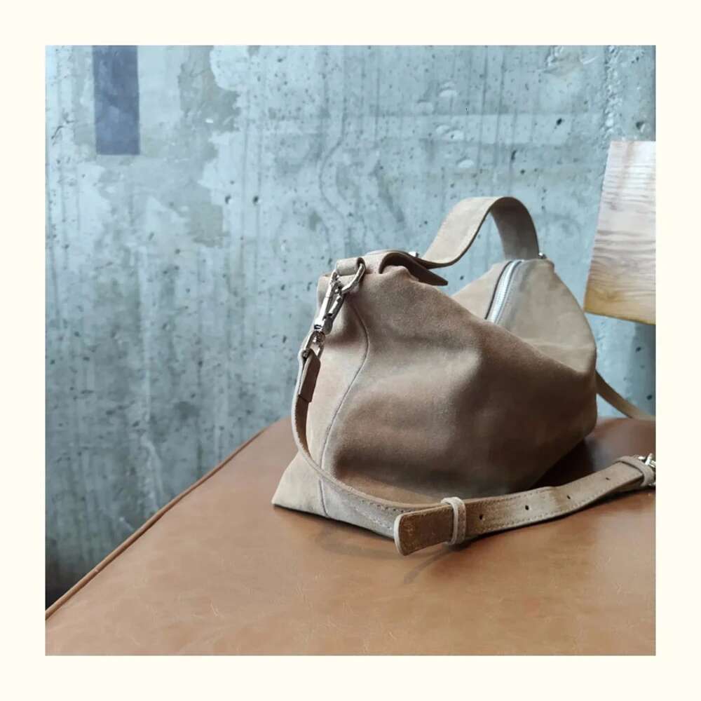 Women's Bags Designer Brown Roomy Big Boston Tote Simple Autumn Winter Colletion Grey Soft Matte Suede Cow Leather Women's Handbag Shoulder 