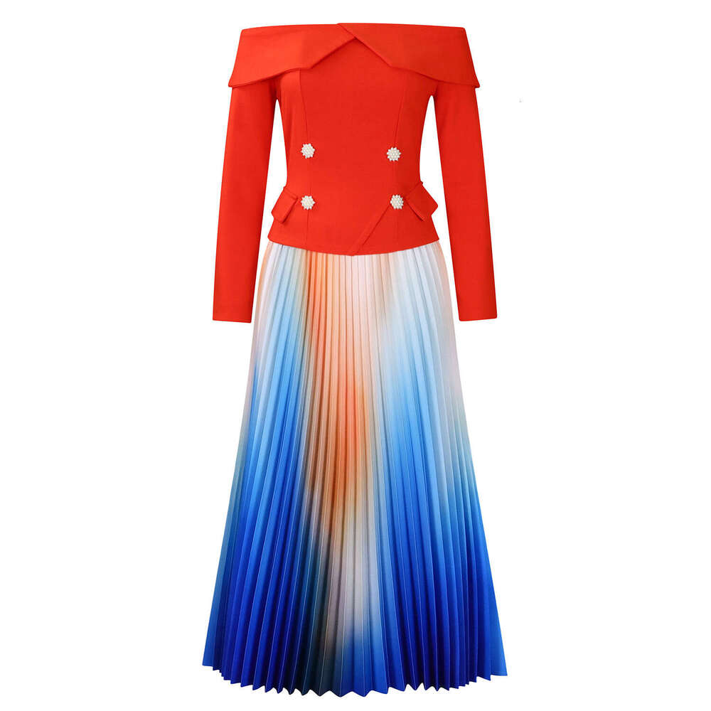 Women's Wear D3309 New Fashionable Elegant One Neck Top And Long Skirt Set