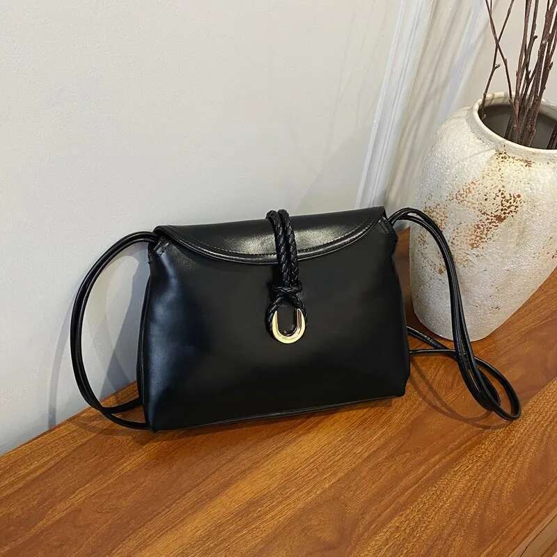 Trendy Solid Colorbag For Women High-End Minimalist Crossbody Purse Vintage Leather Messenger Fashionable Tote Design