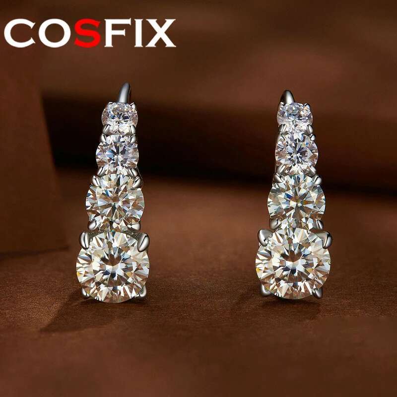 COSFIX Moissanite Hoop Earrings for Women 0.5ct White Women Moissanite Hoop Earrings Luxury Womens Moissanite Hoop Earring