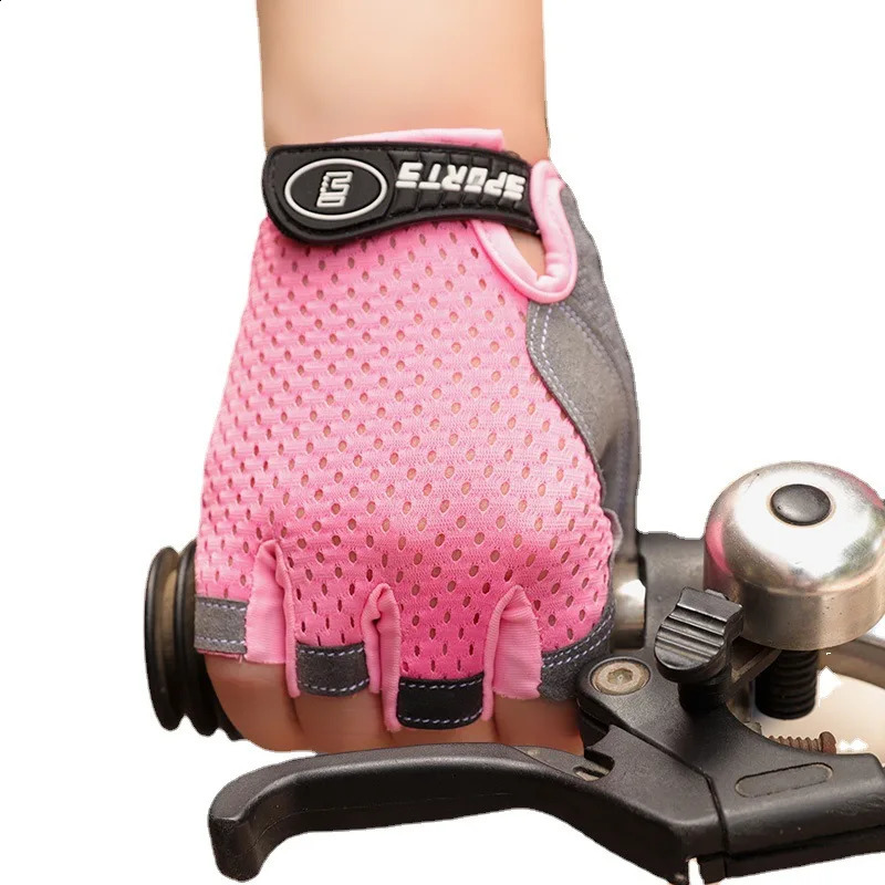 Childrens Gloves Half Finger Outdoor Sports Kids Cycling Boys Girls Protection Antislip Breathable Thin Spring Summer 250515