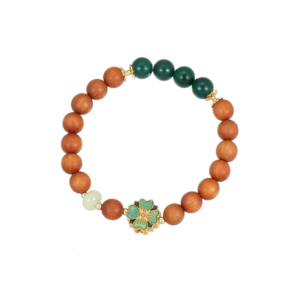Natural Sandalwood Hand String, New Chinese Wooden Cultural and Artistic Bracelet, Temple Scenic Area, Same gender Peach Blossom Wood Bracelet