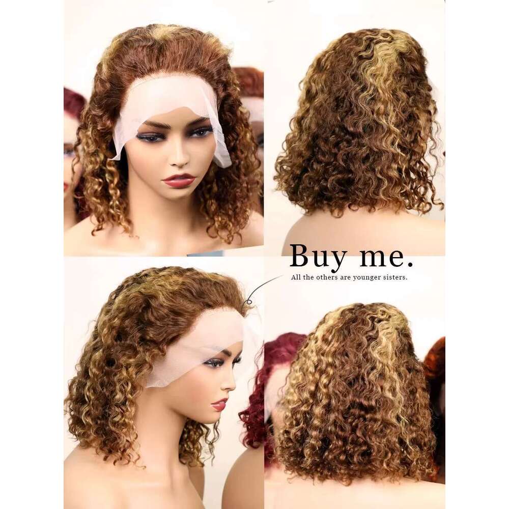 13X4 Hot Selling colors 200% Water Wave Black Lace Frontal Human Hair 99J Bury 4/350 4/27 Transparent Bob Front Wig